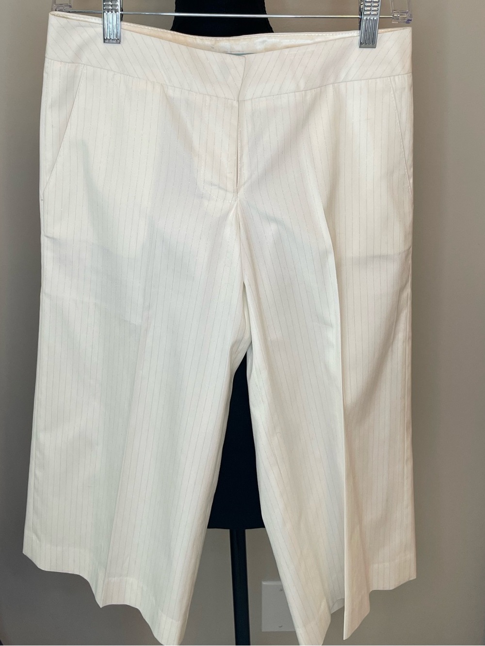 Vintage Marciano Cream Pinstripe Tailored Wide-Leg Pants